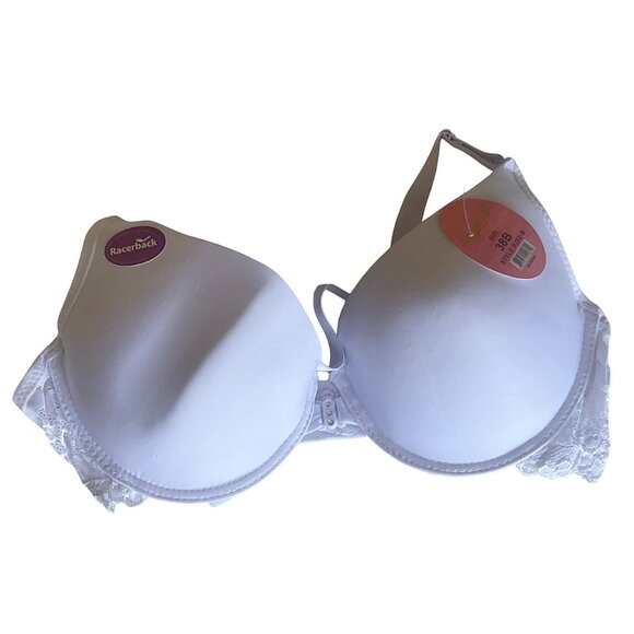 Angelina Lace Accent Lightly Padded Front Clasp Racerback Bra 38B - Picture 2 of 5